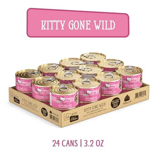 Image of Weruva Cats in The Kitchen, Kitty Gone Wild with Wild Salmon Au Jus Cat Food, 3.2oz Can (Pack of 24)