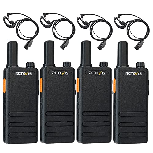 Retevis RT622P Walkie Talkie Wiederaufladbar, Profi Funkgerät mit Headset, 15mm Ultra-dünn, 1620mAh Akku USB C, VOX, Leicht Walkie Talkies 4er Set für Restaurant (4 Stück, Schwarz)