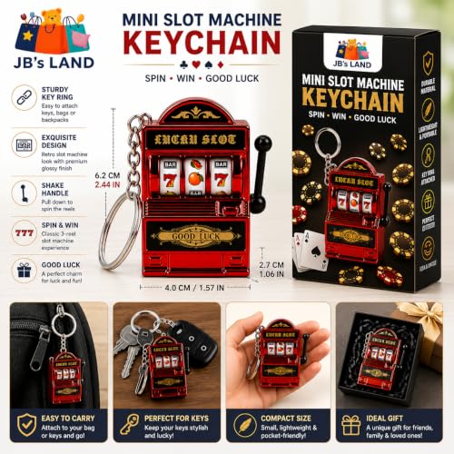 Image of Mini Slot Machine Keychain with Spinning Reels Lucky Game Toy Red Gift | Lucky 777 Design