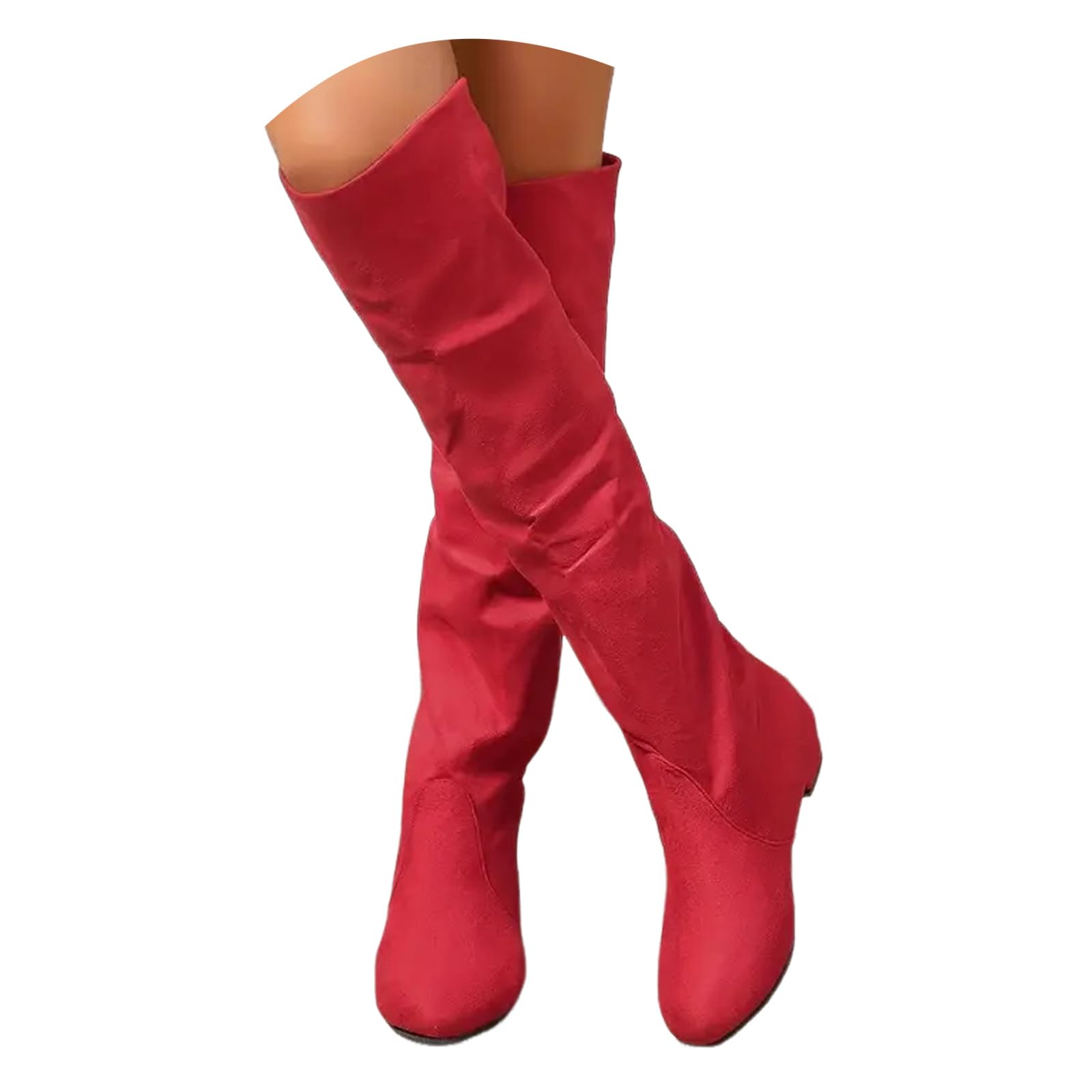 Womens Pointed Toe Thigh High Over The Knee Boots Tall Chunky Blocked Heel Fall Long Fashion Boot Women