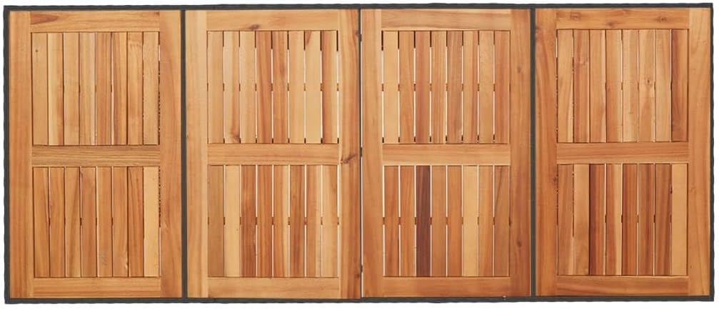 Modern Rectangular Garden Coffee Table Black with Acacia Wood Top Powder-Coated Steel Frame 74.8x31.5 in Patio Furniture Outdoor Table for Terrace and Indoor Use