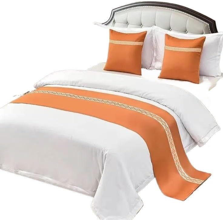 Home Hotel Bedroom Bedding Bedspread Colorful Leaves Bed Runner Flag Scarf/Bed Tail Towel(G,50x240cm)