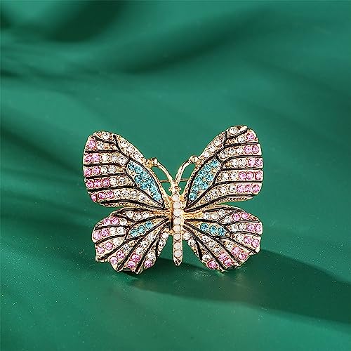 Image of Butterfly Brooch Pins for Women Girls Multicolor Shining Rhinestone Crystal Butterfly Brooch Pin Lapel Safety Pin Corsage Scarf Shawl Clothing Accessories Wedding Party Banquet