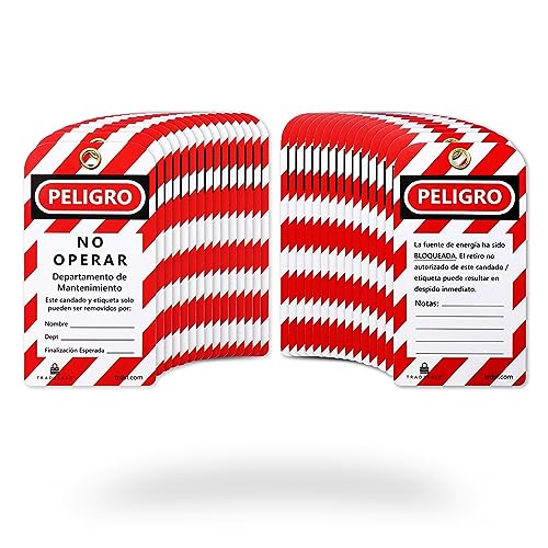 TRADESAFE Spanish Lockout Tagout Tags - Peligro No Operar, 30 Danger Do Not Operate Tags with 30 Zip Ties, Premium 32 mil Vinyl, OSHA Compliant Loto Tag for Lock Out Tag Out, Equipment Repair
