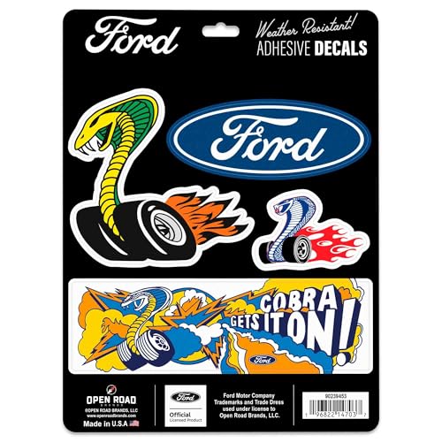 Ford Cobra Adhesive Vinyl Decals - Fun Set of Ford Cobra Stickers for Car, Laptop or Water Bottle