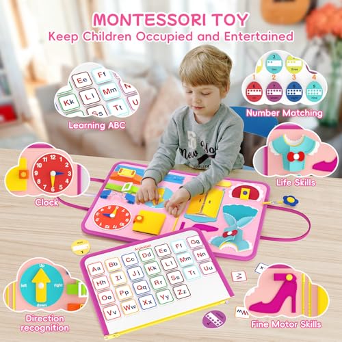 Image of Freebear Busy Board Toddler Travel Toys Sensory Toys for Toddlers 1 2 3 4, Montessori Learning Toys for Toddlers Activities Board, Educational Toys for 3 4 Year Old Boys Girls Gift, Princess