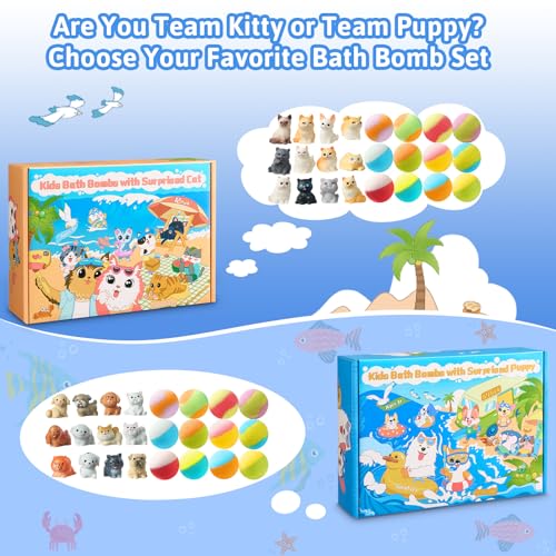 Bath Bombs for Kids with Surprise Inside, 24 Pack Kids BathBombs with Puppy & Cat Toys, Child-Safe Natural Bath Bombs with Toys Inside for Girls and Boys, Birthday Party Favors - Image 3