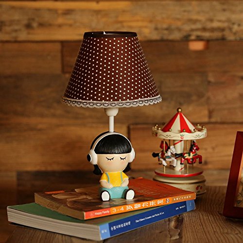 Miła karykatura, dziewczynka, mała lampka stołowa kreatywna pokój dziecięcy, mini lampka biurkowa dla dziewczynki-pomieszczenie mini biurko Lights (słuchawki dla dziewczynki)