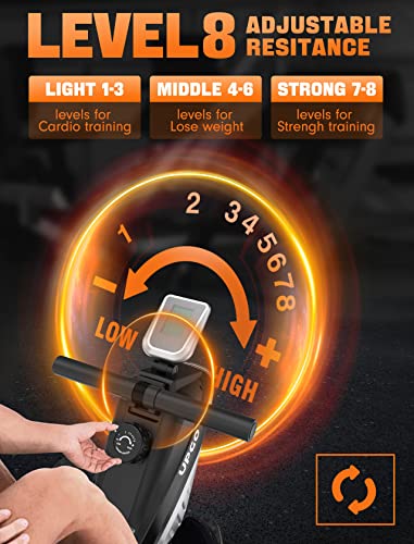 Upgo Rowing Machine For Home Use, Rower With 8 Level Adjustable Quiet Magnetic Resistance, Ergonomic Seat & Lcd Monitor, 300 Lb Weight Capacity #TOP3