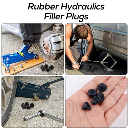Image of BOXOB 6pcs Rubber Jack Oil Plug, 0.33in Flat Head Waterproof Black Rubber Hydraulic Horizontal Floor Bottle Jack Oil Filler Plug Replacement Accessories
