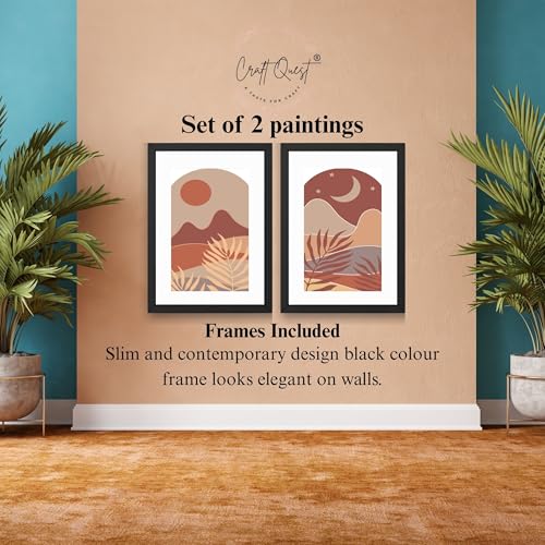 Image of CRAFT QUEST Wall Art Decor Paintings | Set of 2 BOHO Wall Art Frames for Home Decoration | Ideal for Living Room, Bedroom & Office (Black, 10 X 13 Inches Each Frame)