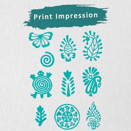 Image of Wooden Stamp Block, Printing Stamp Design Set | Block for Printing Saree Border | Dresses, Craft Card Making, Scrapbook, Clay Pottery | Set of 10