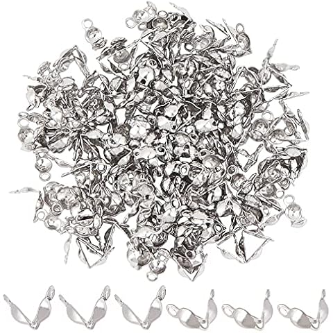 UNICRAFTALE 200pcs Stainless Steel Cord Ends Open Clamshell Crimp Bead Tips Knot Covers End Caps Jewelry Findings for Bracelet Necklace Making DIY Cover