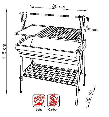 Imex El Zorro 71764 - Grill mit Grillplatte und Aufzug, Schwarz, 80 x 50 x 115 cm