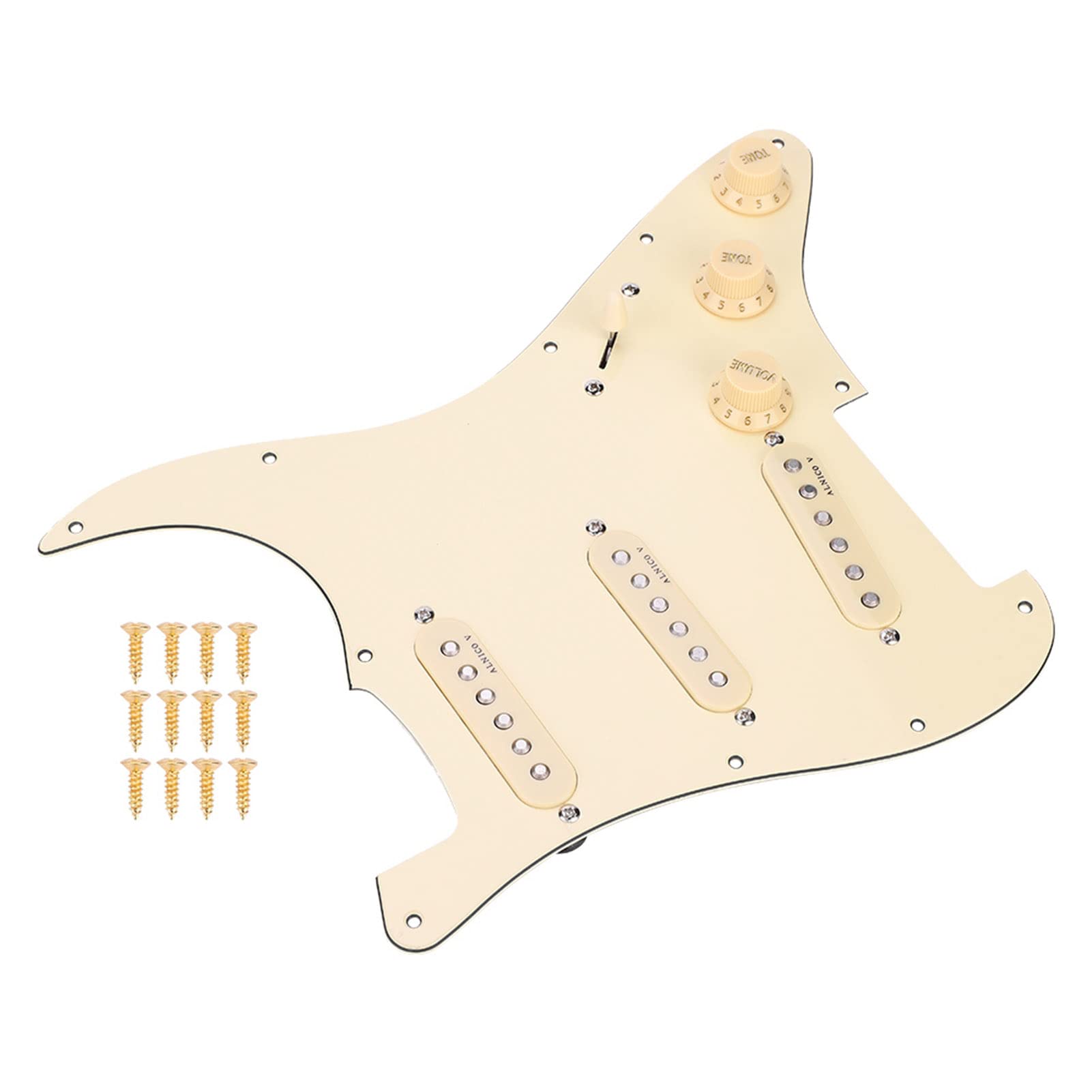 Dilwe Pickguard załadowany do gitary, załadowany pickguard z magnesem Alnico V, wstępnie okablowane przetworniki SSS do gitary elektrycznej