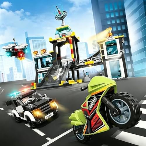 Image of SKY LINE OCEAN SWAT Station Slider Building Block Set, 627+ PCS City Tactical Police Playset with Action Slider Feature, SWAT Vehicles & Accessories, STEM Construction | 5 Year Structural Warranty