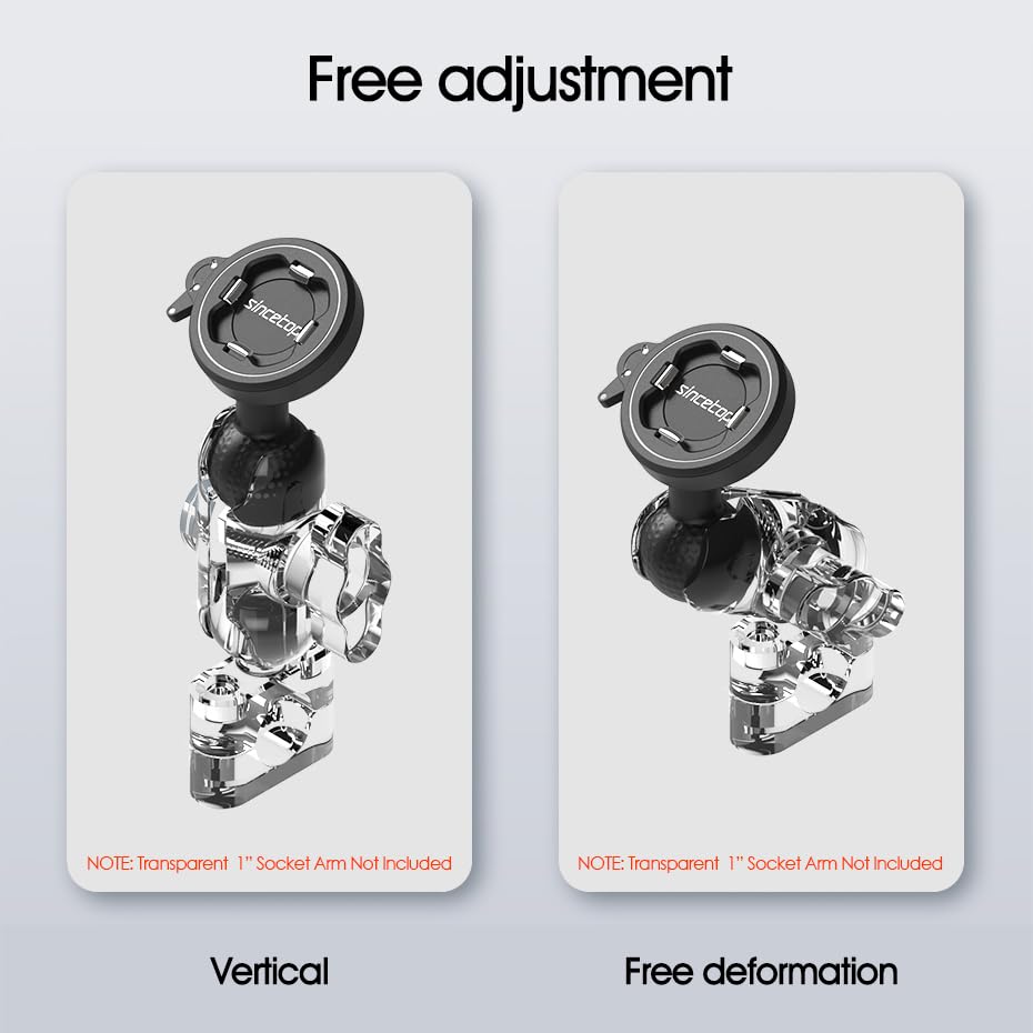 Image of sincetop Universal 1 inch Ball Motorcycle Phone Mount,Quick Release Motor Bike Smartphone Holder 【Series C - 2nd Gen】 Double Socket Arm not Included