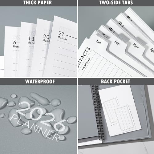 2026 planner- 2026 planner weekly and monthly jan 2026 - dec 2026 a5634 x 8434 jan 2026 - dec 2026 grey teacher student organizer daily calendar planner organizer ideal for office school supplies enterprise