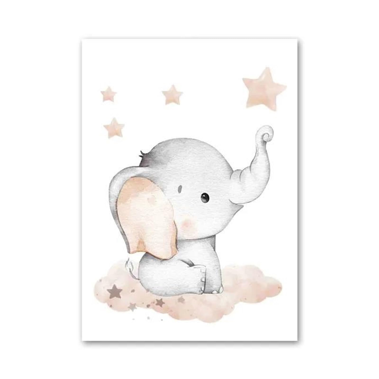 XENITE Wall Art Canvas Prints Cute Elephant Hot Balloon Moon Rainbow Cloud Nursery Wall Art Canvas Painting No Frame Prints Pictures Kids Room Decor(C,30x40cm)