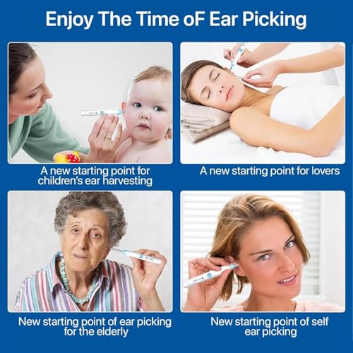 Image of Dr Vaku Earocam Ear Cleaner Earwax Removal Tool with Extra Cleaning Kit (Set of 7) HD Camera Wifi Connection & 6 LED Lights Endoscope Tool + 11 Silicone Tips Free & Storage Case-White /Blue