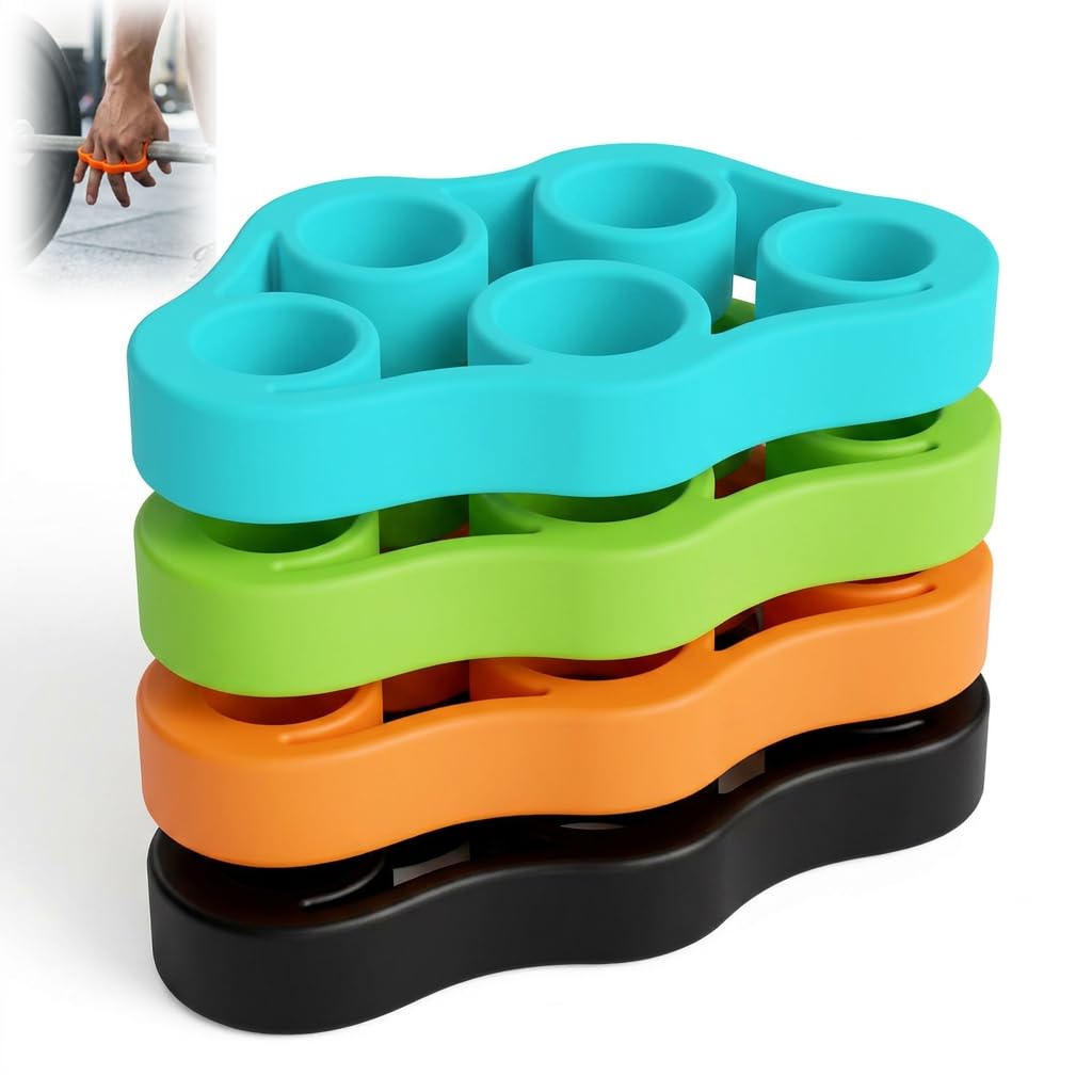 Hand Grip Strengthener 4 Pack – Finger Strengthener Stretcher Hand Grip Resistance Bands, Hand Strengthening Forearm Trainer for Muscle Training Sports, Increase Strength, Fitness and Injury Recovery