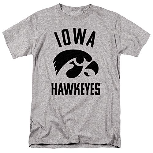 University of Iowa Official One Color Hawkeyes Logo Unisex Adult T-Shirt Athletic Heather Medium