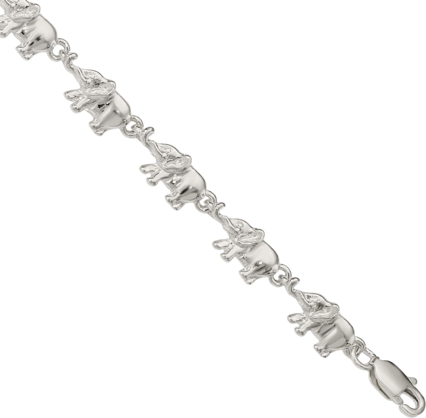 IceCarats 925 Sterling Silver 7mm Chunky Link Chain Elephant Charm Bracelet Polished