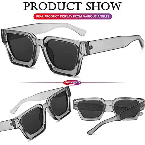 Image of AIEYEZO Square Sunglasses for Women Men Square Thick Frame Sun Glasses Simple Designer Style Shades