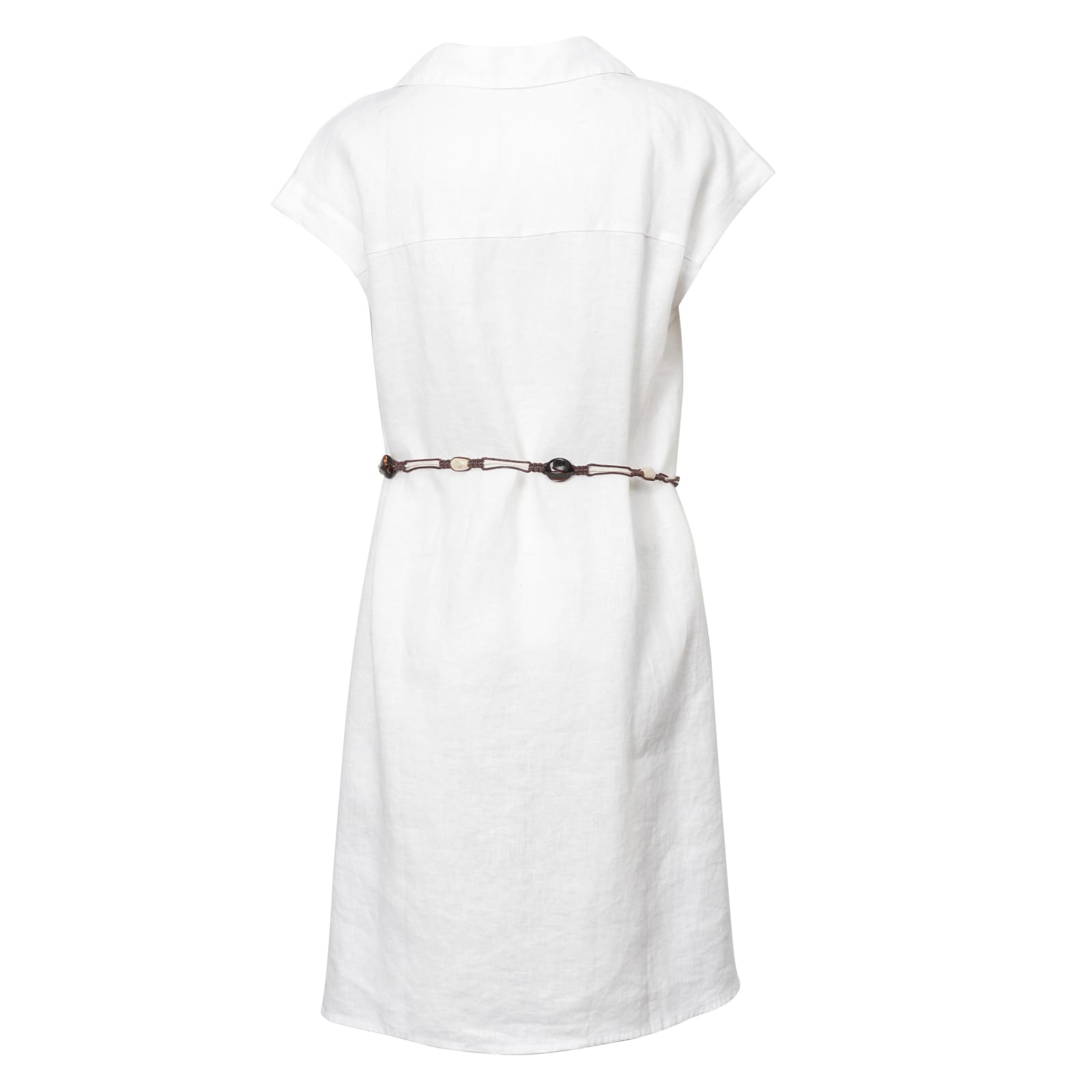Amazhiyu Robe midi d'été décontractée en pur lin avec poches et ceinture pour femme