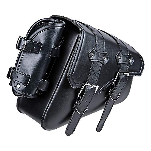 Astra Depot Right Black Soft PU Leather Solo Swing Arm Saddle Bag and Side Storage Compatible with Harley Sportster XL883 XL1200