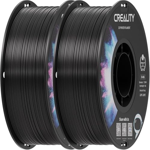 Creality ABS Filament 1,75 mm, 2 kg 3D-Drucker filament Bundle, Maßgenauigkeit ±0,03 mm, Hervorragende Beständigkeit, geruchlos & ungiftig, Stabil & Zäh, 2 Spulen - 1 kg (Schwarz+Schwarz)