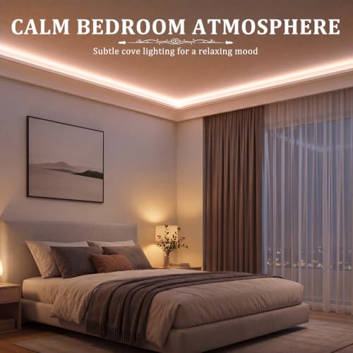 Image of Pushglossy 8 Pcs Oblique Style 47.24 inch(Total 31.5 Ft) Ceiling Crown Molding with LED Duct Kit for Seamless Ambient Waterproof Lighting Channel for Easy LED Trim Moulding Strip Installation