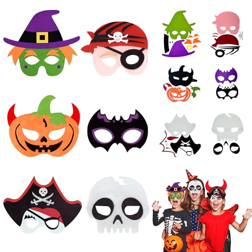 HCTWPY Halloween Masks & Craft Kit - 172 Pcs Cosplay Masks, 24 Sets for Party Supplies, Home Activity & Art Project