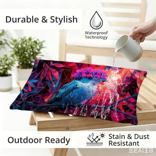 Housse coussin rouge rectangulaire lin imperméable 50x80cm pour chaise - 3