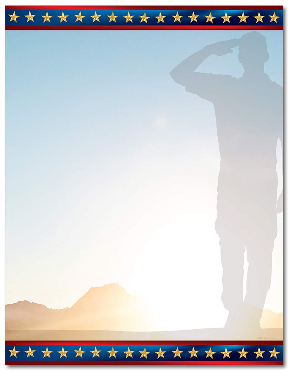 Home of the Brave American Patriotic Stationery Paper - 80 Sheets