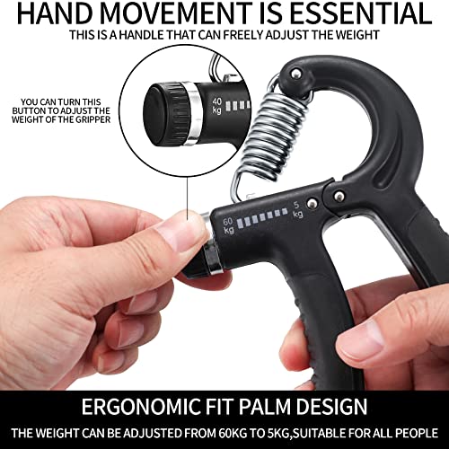 2 Piezas Fortalecedores de Agarre, Fortalecedores de Mano, Ejercitador de Agarre de Mano Ajustable 5-60KG, Entrenador de Músculos de Mano, Ejercicio Manos Antebrazo - Imagen 5