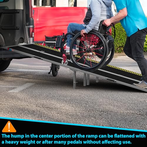 Image of WHALEMOTOR Portable Wheelchair Ramp 10FT, Anti-Slip Aluminum Folding Portable Ramp, Wheelchair Ramps for Home, Weight Capacity Up to 800 LBS, Loading Dock Plates, Black