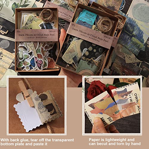Yodely 200Pcs Vintage Scrapbooking Supplies Pack, Retro Journaling Supplies Kit Aesthetic Collection Paper And Stickers For Diy Art Bullet Junk Journals Notebook Album Embellishment Supplies -Art #TOP3