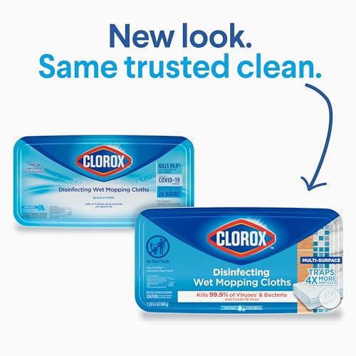 Clorox Disinfecting Wet Mopping Cloths, Rain Clean, 12 Wet Refills