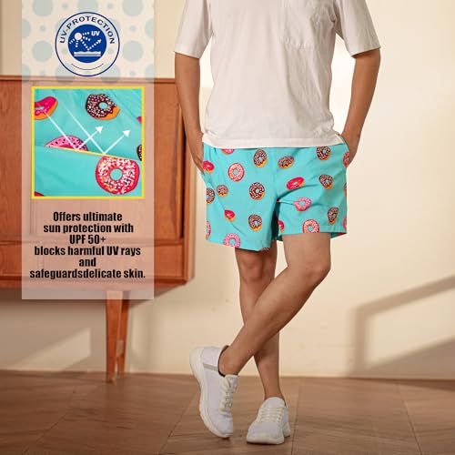 BRISIRA Men's Hawaiian Beach Shorts No Liner 5 Inch Lightweight Quick Dry Swim Trunks with Drawstring Elastic Waist & Pocket3