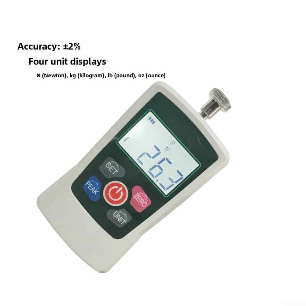 Medidor digital de fuerza de empuje y tracción 50 N con alarma de retroiluminación para control de calidad y pruebas de materiales, 124 x 60 mm (50 N)