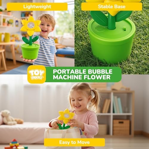 TOY Life Daisy Bubble Machine with LED Lights and Music, Automatic Bubble Maker for Indoor Outdoor Birthday Parties, Easter, Wedding, Portable Battery Operated Bubbles Blower Gift for Girls Boys — view 6