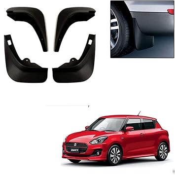 Auto Pearl Car Heavy Duty Cup Type Mud Flaps Splash Guards || O.E Type Custom Front and Rear Mud Flap Guard Set for -Swift T4 2018 (Set of 4pcs) - Black