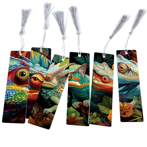 Marque-pages caméléon coloré (lot de 6) pour livre et lecture