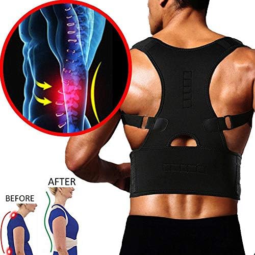 Back Brace Posture Corrector Spinal Support for Men and Women, Shoulder Correction for Upper and Lower Back Support. Adjustable Neoprene Belt Strap for Back Pain Relief. Large Black.