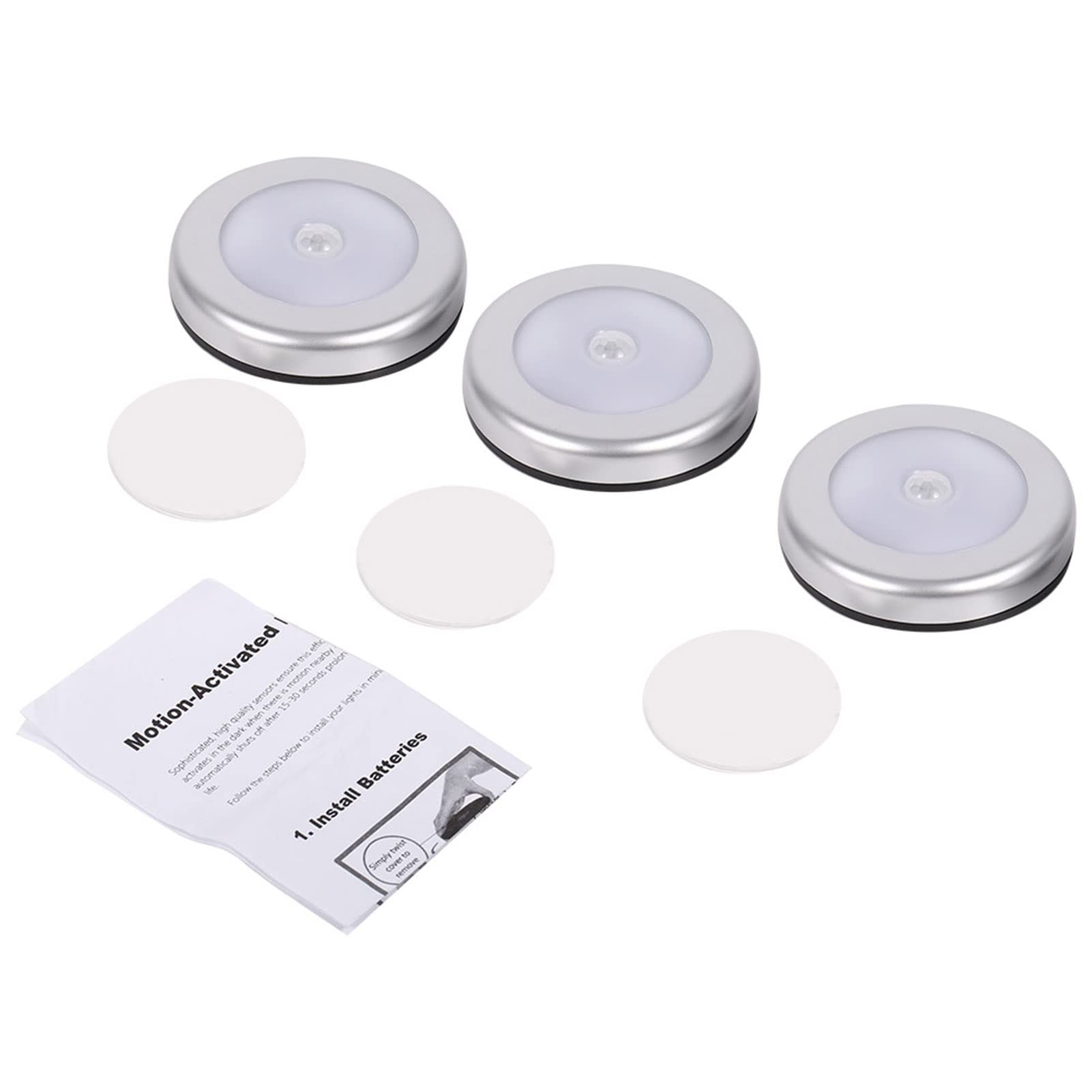 HEEPDD Sensore di Luce, 3 Pezzi Piccola Lampada a Batteria a Corpo Rotondo da 6 LED con Magnete Incorporato Luce Notturna con Sensore di Movimento Automatico PIR Wireless