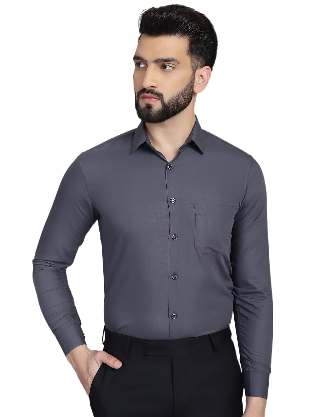 Indian Needle Cotton Solid Formal Shirt for Mens