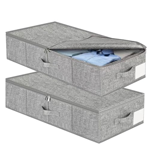 Reviews de Almacenaje de cama los más recomendados. 41 KIKIGOAL Almacenamiento Debajo de La Cama Con Tapa 2PCS, Contenedores Plegable Bajo Cama, Cajas de Almacenamiento De Gran Capacidad, Organizador de Almacenamiento para Ropa,...