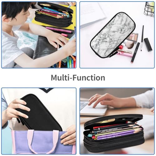 Image of Perinsto Black And White Marble Pencil Case Big Capacity Multi Compartment Stationery Box Pencil Pouch Holder Desk Organizer For School Office Home