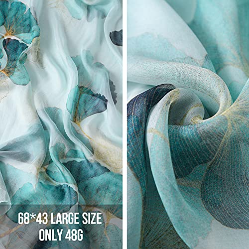 STORY OF SHANGHAI Sciarpa di 100% Seta da Donna Foulard Chiffon con Fantasie Orientale Semi-Trasparente
